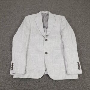 Murano Baird McNutt Blazer Mens Small Gray Linen Slim Fit Sport Coat Jacket